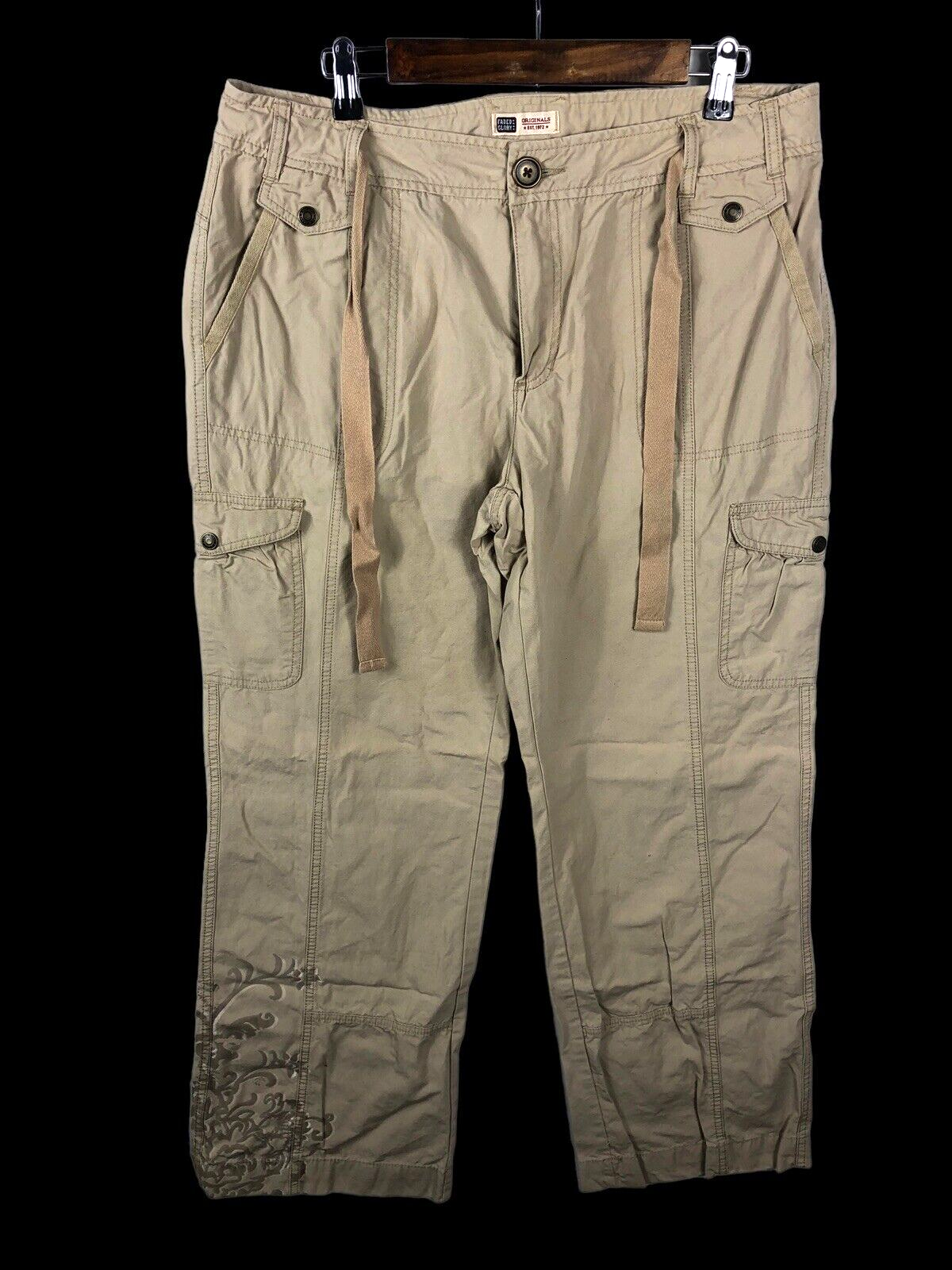 Vtg Faded Glory Cargo Utility Pants Womens 16 XL Y2K Baggy Pockets Tan K... - $39.29
