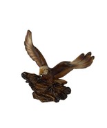 Beautiful Carved Wood Look Resin Eagle on Rock Figurine 4&quot; - $18.70