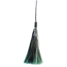 Wicca Besom, Black &amp; Green with Beads and Celtic Charm! - $19.75