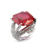 Sterling Silver Ruby with Clear Swarovski Crystal COCKTAIL RING - $99.95