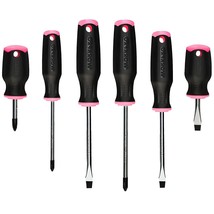 WORKPRO 6-Piece Pink Magnetic Screwdrivers Set, Includes 3 Slotted &amp; 3 P... - £20.74 GBP
