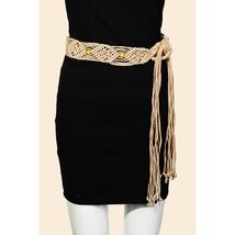 Boho Pattern Braided Belt Khaki - $17.82