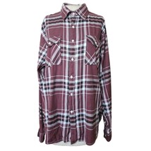 Burgendy and White Plaid Button Up Shirt Size Large - £19.47 GBP