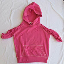 Pink Women&#39;s Distressed Hooded Sweatshirt Size Small - £11.79 GBP