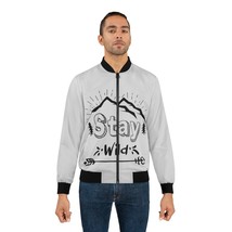 Stay Wild Bomber Jacket: All-Over Print, Ribbed Collar, 100% Polyester - $85.49+