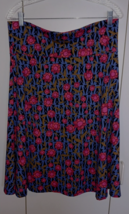 LuLa Roe LADIES COLORFUL KNIT FLORAL ROLL-WAIST A-LINE SKIRT-XL-WORN ONCE - £7.41 GBP
