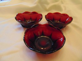 Ruby Red Glass Dessert / Berry Bowls - £19.60 GBP