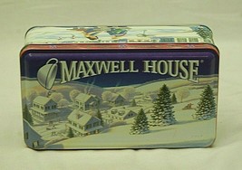 Maxwell House Coffee Tin Box Winter Scenes Advertising Canister Holiday Roast - $26.72