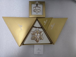 Swarovski 2016 Large &amp; Small GOLD Star/Snowflake/Christmas Ornament with... - $99.89