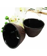 Japanese Tetsubin Style Cast Iron Tea Cups Set of Two Bamboo Design Red ... - $19.99