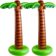 Inflatable Palm Tree - (Pack Of 2) Large 5.5 Ft Blow Up Palm Trees For Hawaiian  - £34.88 GBP