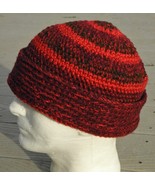 Cool Darker Red and Black Larger Crocheted Beanie - Handmade by Michaela - $47.91 CAD