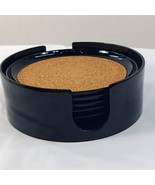 Georges Briard Cocktail drink Coasters cork black plastic holder set 5 V... - $760.27 MXN