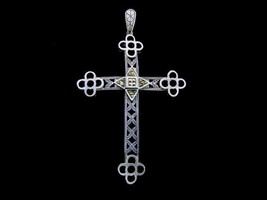 Vintage Estate Sterling Silver Religious Cross Pendant 14.0g E1136 - £63.30 GBP