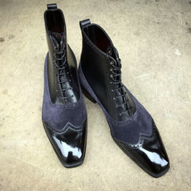 Handmade Men ankle boots, Men two tone wingtip ankle leather boots, Boot... - €111,47 EUR+