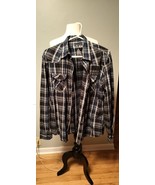 Reclaim Relaxed Fit Plaid Pearl Snap Button Down Western Style Shirt Siz... - $11.98