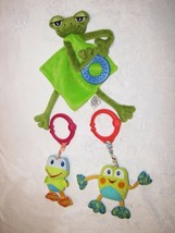 Bright Starts Mud Pie Frog Baby Toy Satin Security Blanket Teether Ring Clip Lot - £19.41 GBP