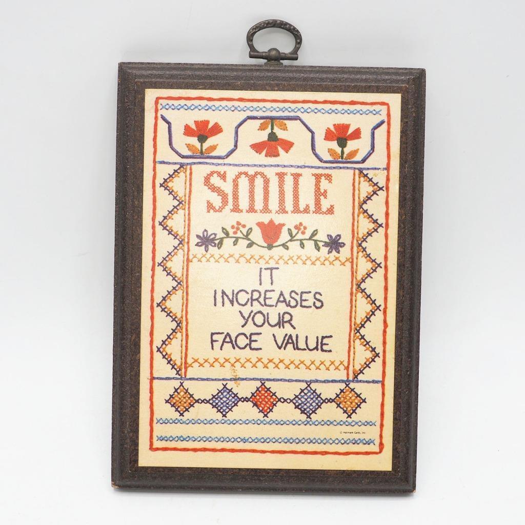 Vintage Smile It Increases Your Face Value Wall Hanging - $40.76
