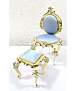 Dollhouse Vintage German Spielwaren  Puppen Möbel Chair and Ottoman - $107.91