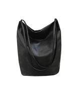Women Leather Handbags Black Bucket Shoulder Bags Ladies Bags Large Capa... - $20.31