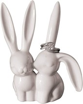 NEW Creative Co-Op DA2618 White Ceramic Bunny Ring Holder Trinket 3&quot; L X 4&quot; H - £11.86 GBP