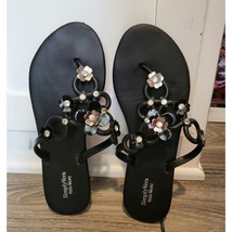 Sandals Simply Vera VERA WANG Size 7-8 Medium Good condition Black Flat shoes - £18.92 GBP