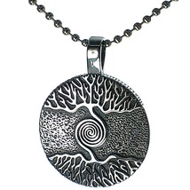 Yggdrasil Necklace Stainless Steel Viking Norse Tree of Life Pendant and Chain - £18.31 GBP