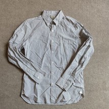 J Crew 2 Ply 100% Cotton Dress Shirt Mens Size M 15-15.5 White Gray Stripes - £21.75 GBP