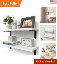 Floating Wall Shelves, Rustic Wood Bathroom Shelves Set of 2, Farmhouse ... - $33.25