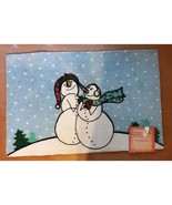 Holiday Accent Rug 20&quot; x 30&quot; Canvas Backing Fade Resistant Snow People S... - $24.00