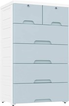 Nafenai Plastic Drawers Dresser, Playroom, Bedroom Furniture, Blue-Grey, Storage - £122.41 GBP
