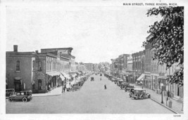 Main Street Three Rivers Michigan 1930s postcard - £5.55 GBP