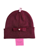 Kate Spade New York Bow Cuffed Beanie Hat Glitter Red - £63.28 GBP