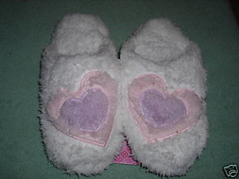 Charter Club Hearts lavender white Pink 5-6 Small Rubber Sole Slippers - £10.39 GBP
