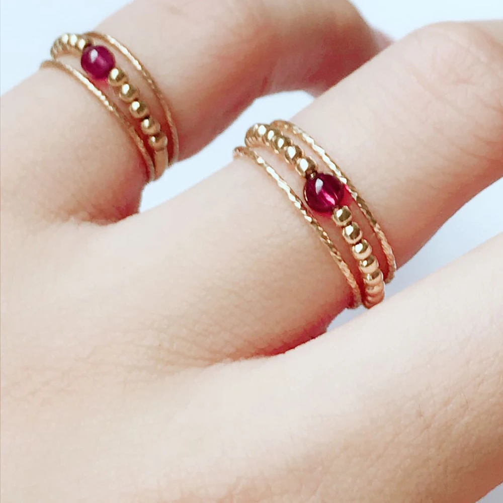 Handmade Natural Garnet Rings  Knuckle Jewellery Gold Fiilled Femme Anillos Anel - £42.17 GBP