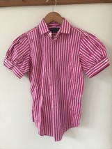 New NWT Ralph Lauren Pink White Striped Cotton Button Up Blouse Shirt 2 ... - $29.99