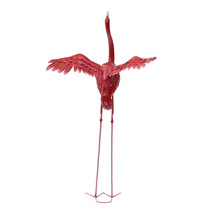 Gift Outdoor Yard Lawn Statue Metal Bird Pink&amp;Red Flamingo Garden Sculpture - £85.52 GBP