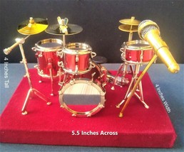 Miniature 4-5.5 Inch Replica Metal Drum Set - RED ~New - £38.86 GBP