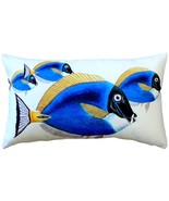 Blue Surgeonfish Fish Pillow 12x19, with Polyfill Insert - £23.39 GBP