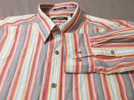 Mondo di Marco European Fabric Multicolor Striped Men&#39;s Long Sleeve Shir... - £24.34 GBP