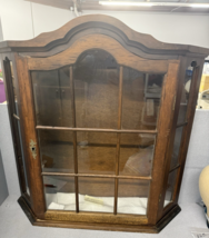 Mid 20th Century Rustic Wood Wall Curio Shelf Display Cabinet Glass Wall... - €48,75 EUR