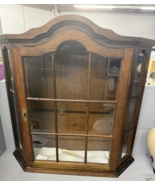 Mid 20th Century Rustic Wood Wall Curio Shelf Display Cabinet Glass Wall... - €48,75 EUR