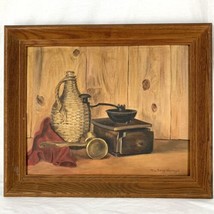 Original Still Life Oil Painting Vintage Framed Mary Vournazos 23.5&quot; x 19.5&quot; - £82.78 GBP