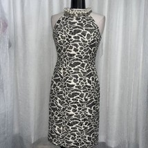 Muse Women&#39;s Dress Black &amp; White Print w/ Attached Necklace Size 6 - £30.33 GBP
