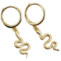 Anyco Earrings Small Gold Plated Cute Chic Punk Long Bohemian Snake Stud - £16.75 GBP