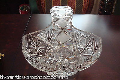Vintage American Brilliant FLOWER ERA  basket, cut crystal, gorgeous [GL-6] - $72.26