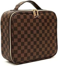 Checkered Makeup Bag Portable Bag with Adjustable Partition Cosmetic Bags for Wo - £39.35 GBP