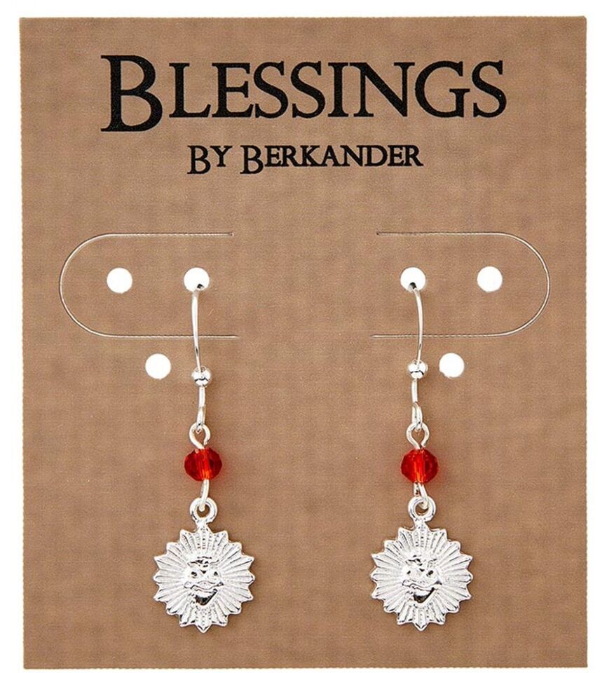 Sacred Heart Silver Plated Dangle Earrings, New #AB-072