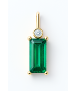 Gold emerald topaz pendant charm 9k gold - zilver kist stone queen  - €76,08 EUR