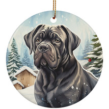 Cute Cane Corso Dog Christmas Winter Vintage Ornament Ceramic Gift Decor Hanging - £11.83 GBP